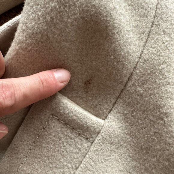 Vintage Mr. Fred Ivory Wool Blend Double-Breasted Coat With Faux Fur Collar Belt - Picture 3 of 9